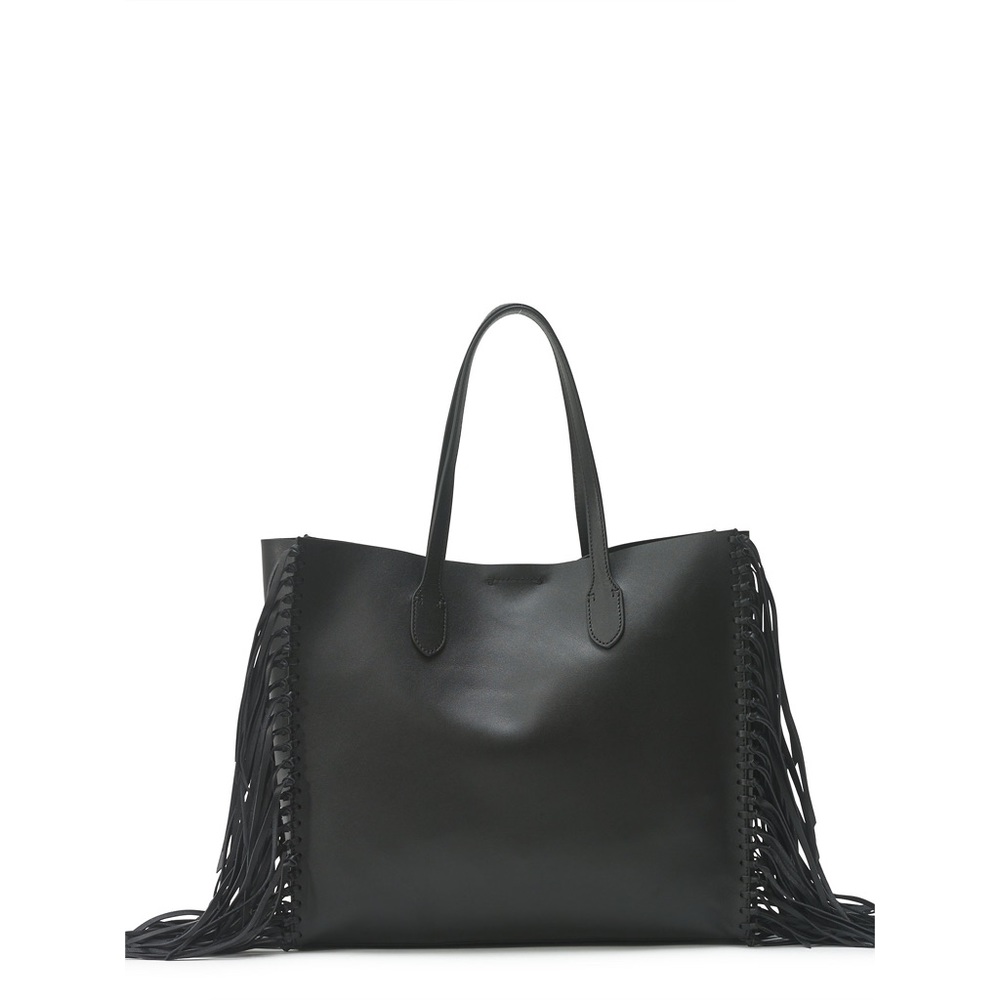 RALPH LAUREN BLACK FRINGE LEATHER TOTE BAG
